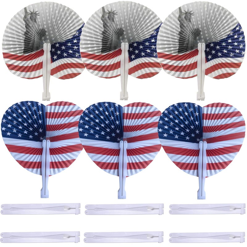Bestage 20 Pack Paper Folding Hand Fans,Decoration Stars & Stripes July 4th Patriotic Themed American Flag Bulk Foldable Handheld Party Fans for Birthday Wedding Graduation Events Accessories - Image 1